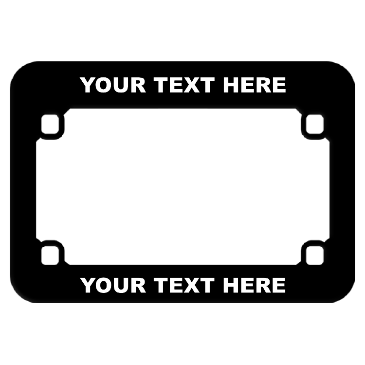 Customizable Black Plastic Motorcycle License Plate Frame