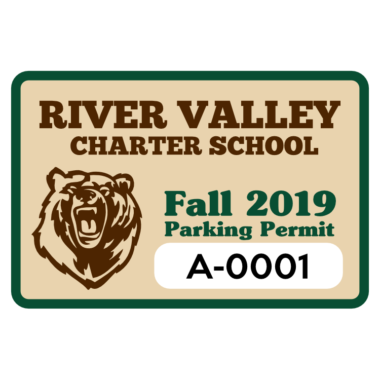 School Mascot Rectangle Parking Permit Sticker