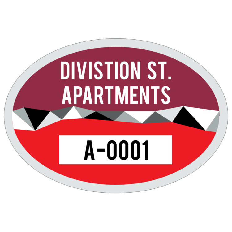 Divided Oval Apartment Parking Permit Sticker 3368