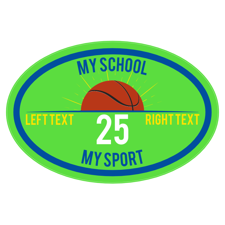 Custom Printed Burst Basketball Oval Sticker