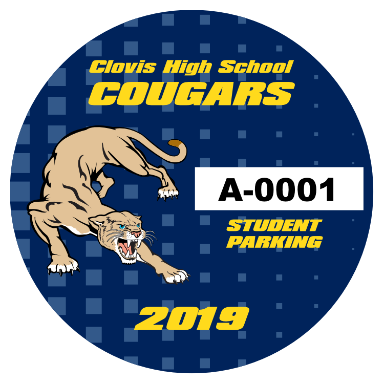 Fading Squares Circle School Parking Permit Sticker