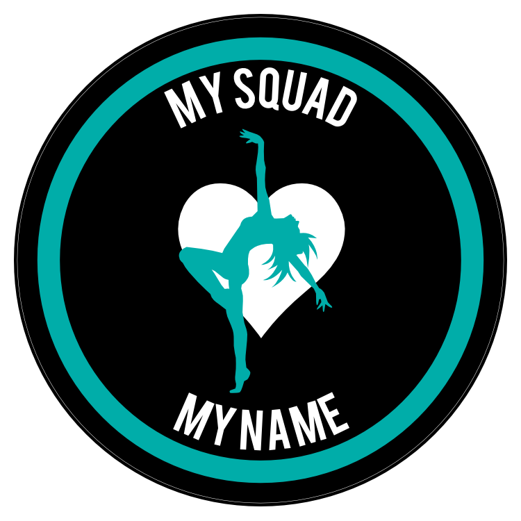 Custom Arched Back Dancer with Heart Circle Sticker