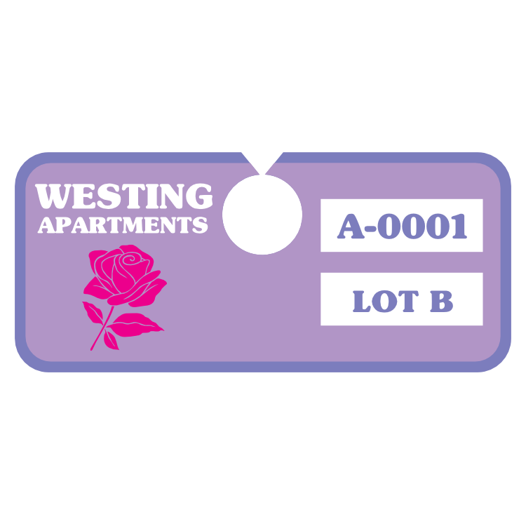 Horizontal Rectangle Apartment Parking Permit Hang Tag