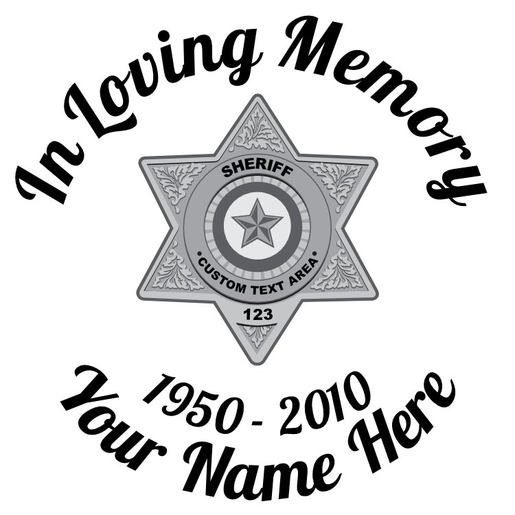 In Loving Memory Sticker Silver Sheriff Badge