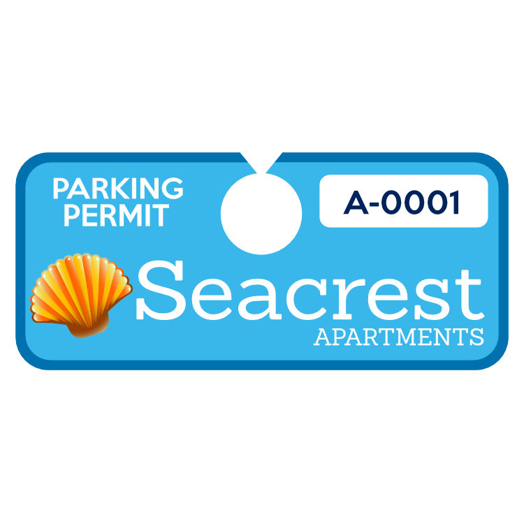Horizontal Apartment Complex Hang Tag Parking Permit