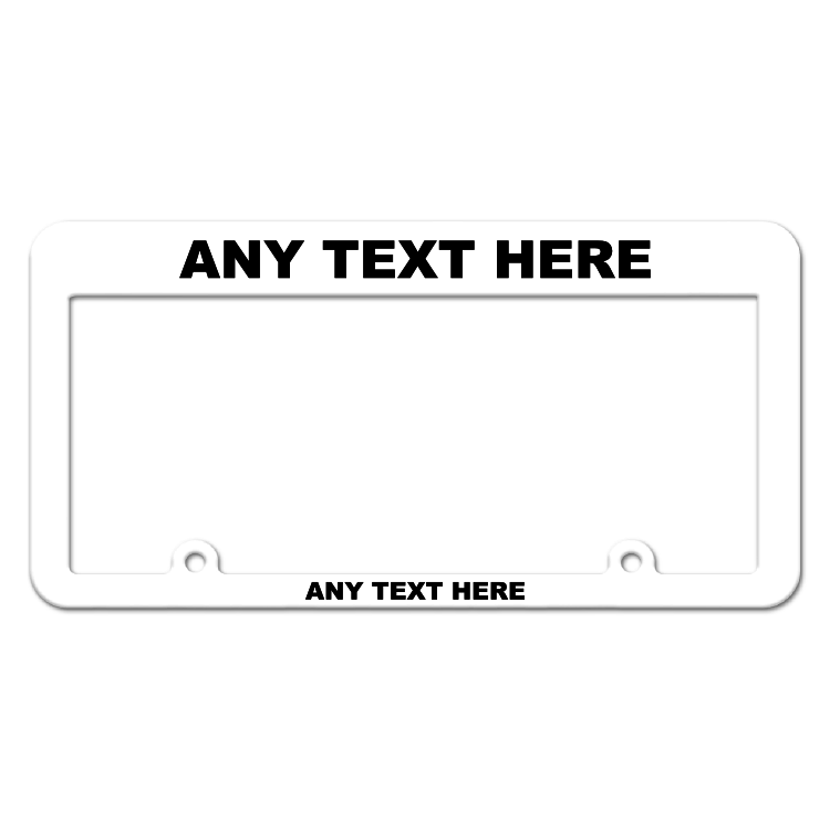 Customizable Inverted Thin Top-Thick Bottom White License Plate Frame