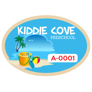 Beach Themed School Oval Parking Permit Sticker