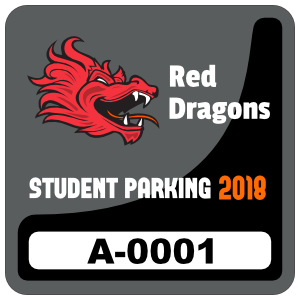 Curved Two Color Square School Parking Permit Sticker