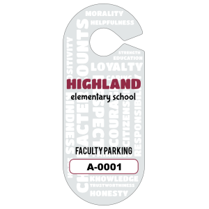 Character Counts Oval Hang Tag Parking Permit