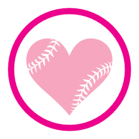 Custom Circle Baseball Sticker with Seams in a Heart