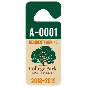 Long 2-Color Apartment Hang Tag Parking Permit