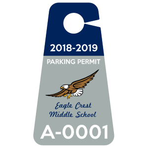 2 Color Middle School Parking Permit Hang Tag