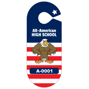 All American Oval School Hang Tag Parking Permit