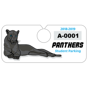 Large Mascot School Horizontal Hang Tag Parking Permit