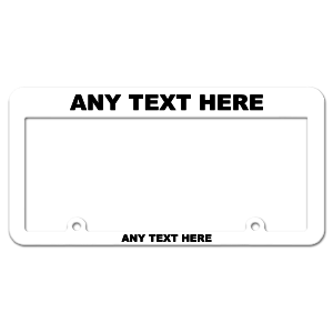 WHITE WITH BLACK TEXT THIN STYLE CUSTOM PERSONALIZED License Plate Frame