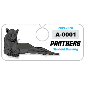 Large Mascot School Horizontal Hang Tag Parking Permit