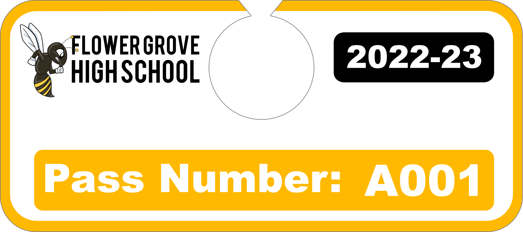 Pass Number Horizontal Hang Tag Parking Permit